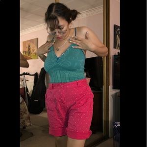 Hot Pink w White Polka dots shorts